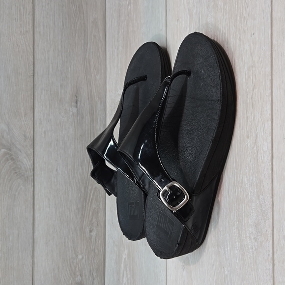 Fitflop Women Thong Leather Wedge Sandals shoes sz 8 - Picture 1 of 12